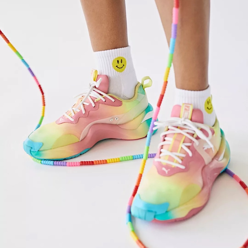 Free People Pastel Rainbow Gradient Platform Sneakers